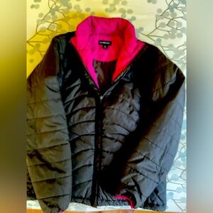 Lands' End Black Jacket with Pink Interior